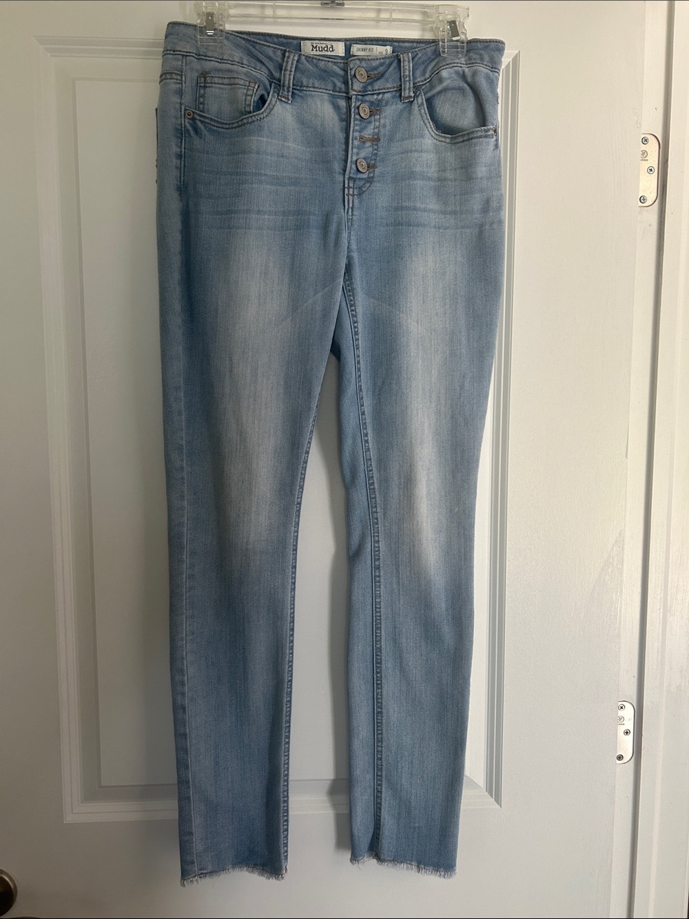 Mudd Women's Light Blue Skinny Jeans with Button-Fly Size 9